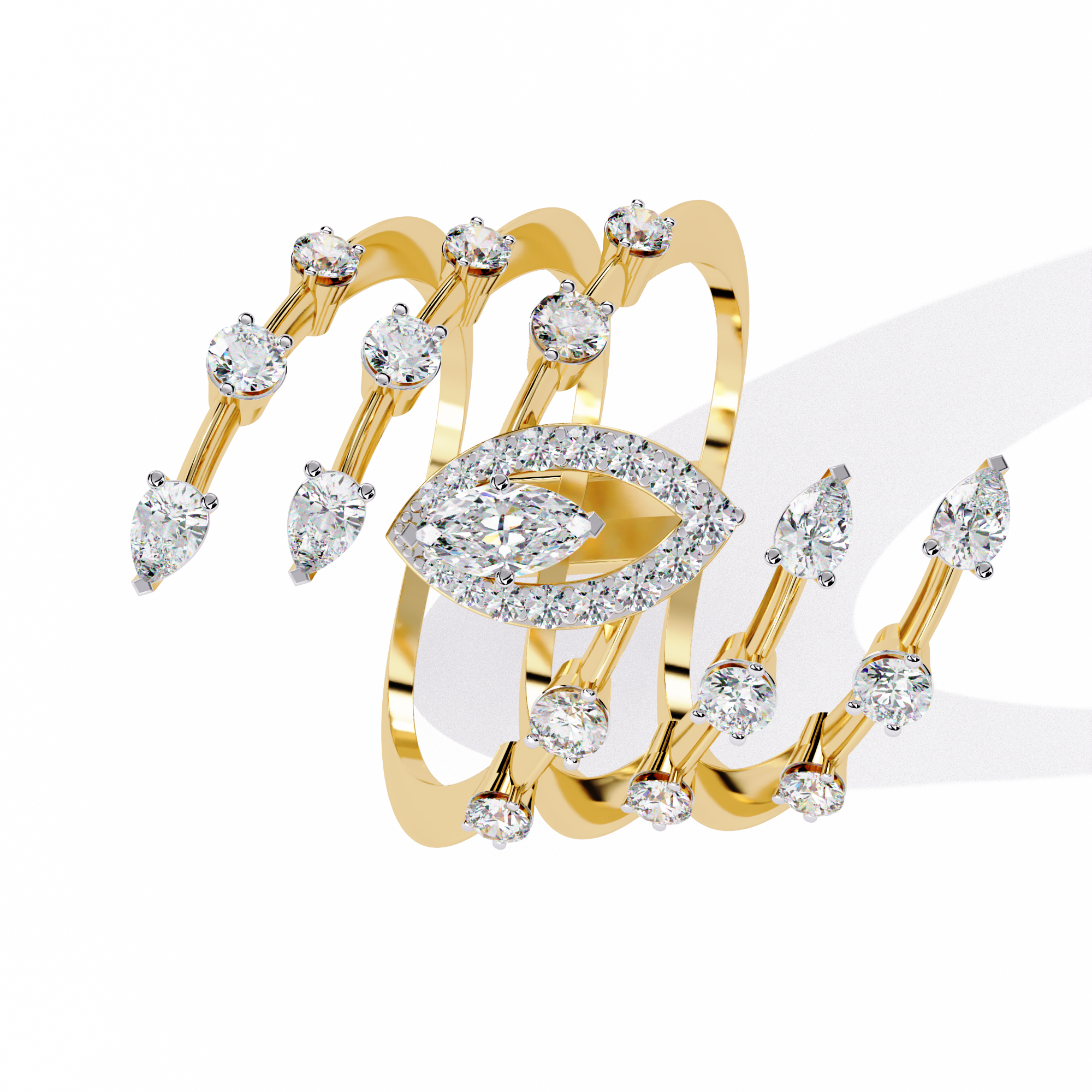 Solitairekart 1.18ct Spiral Diamond Cascade Ring-HI Color, VS-SI Clarity